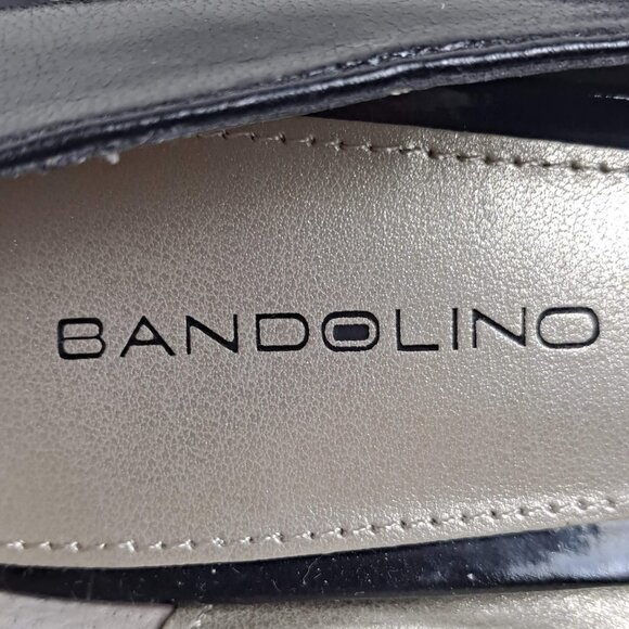 Bandolino Size 6M Mylah Black Leather Heels Peep Toe - Picture 12 of 14